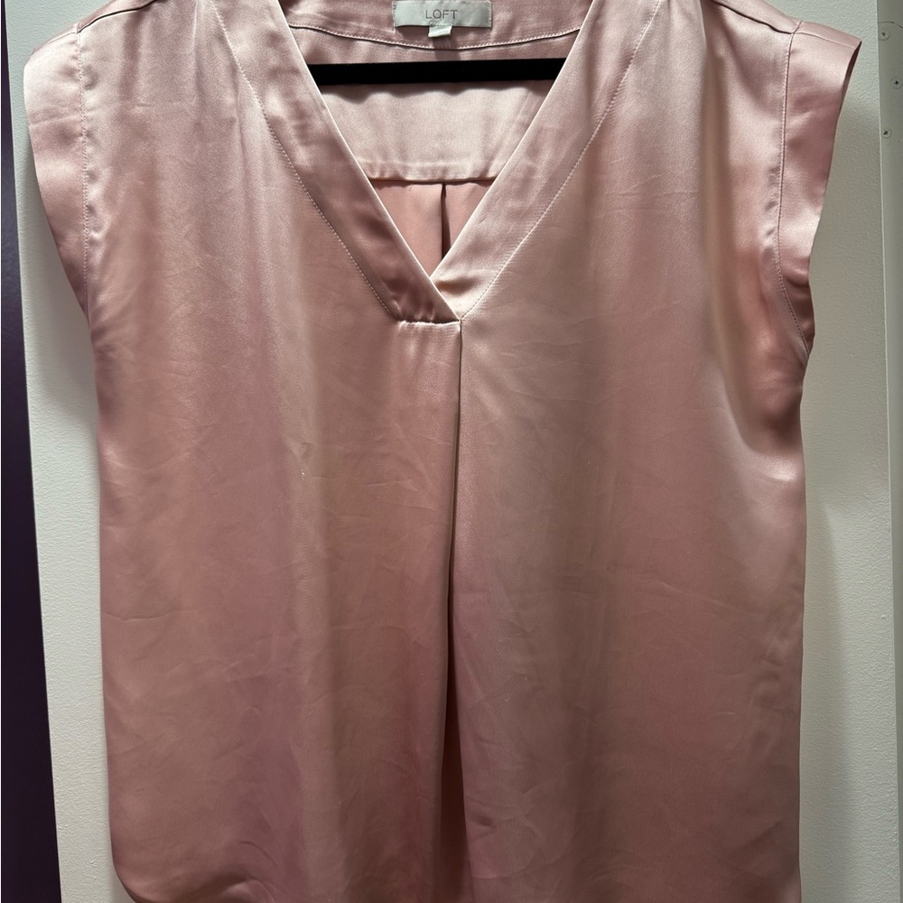 LOFT Pink Satin Blouse